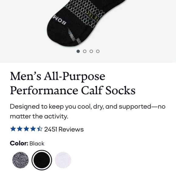 BNWT Bombas Performance Calf Socks Mens Medium and Large -4 Pairs - Picture 4 of 4